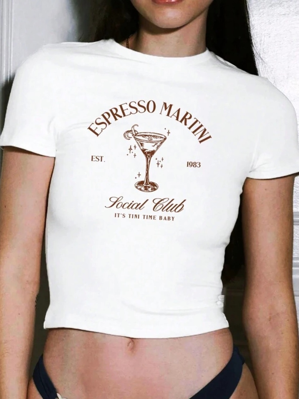 Flirla Women's Y2K Cocktail Espresso Martini Cropped T-Shirt
